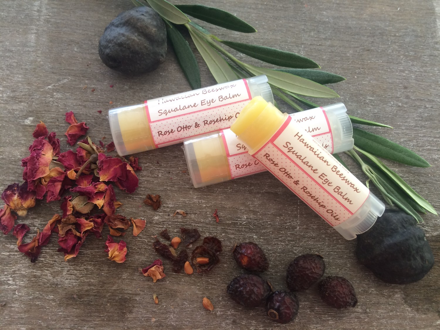 Hawaiian Beeswax Squalane Eye Balm with Rose Otto & Rosehip Oil Hawaiian Beeswax Squalane Eye Balm with Rose Otto & Rosehip Oil